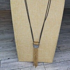 stella & dot Windsor Pavel Tassel Long Chain Necklace 30"L Fringe Drop: 4"L